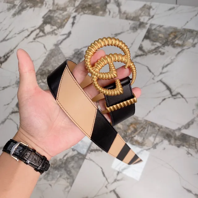 Gucci Double G Belt Black and Beige Leather Belt 2