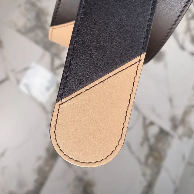 Gucci Double G Belt Black and Beige Leather Belt 3
