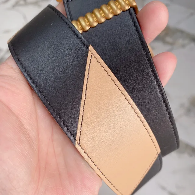 Gucci Double G Belt Black and Beige Leather Belt 4