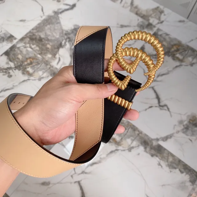 Gucci Double G Belt Black and Beige Leather Belt 5