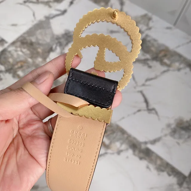 Gucci Double G Belt Black and Beige Leather Belt 7