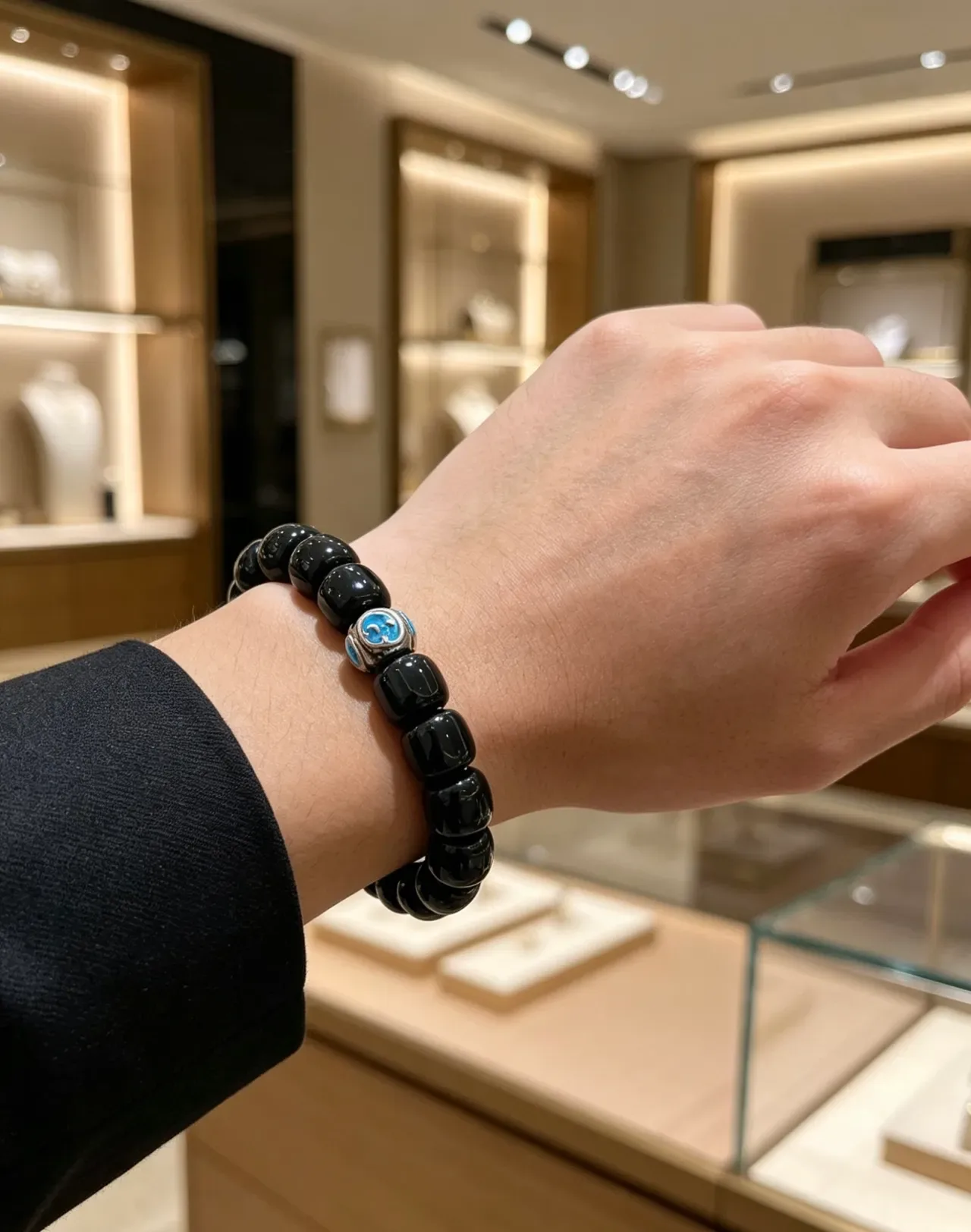 سوار Gucci GG Marmont Black and Blue Enamel خرز 3