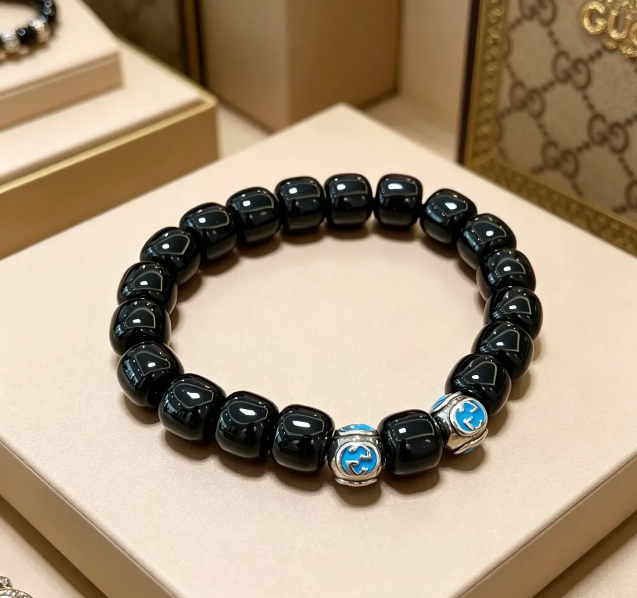 سوار Gucci GG Marmont Black and Blue Enamel خرز 7