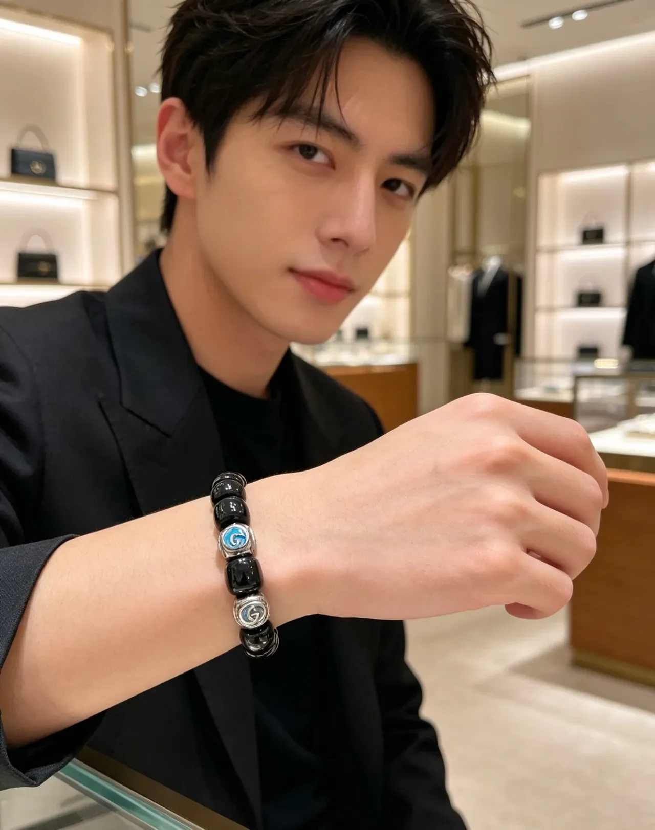 سوار Gucci GG Marmont Black and Blue Enamel خرز 8