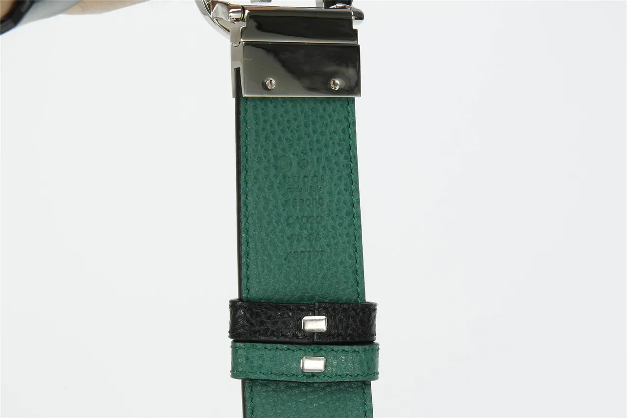 Gucci GG Marmont حزام جلد أسود وأخضر 8