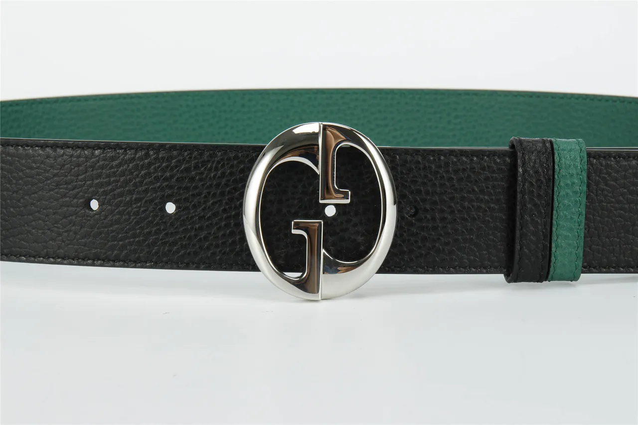 Gucci GG Marmont حزام جلد أسود وأخضر 9