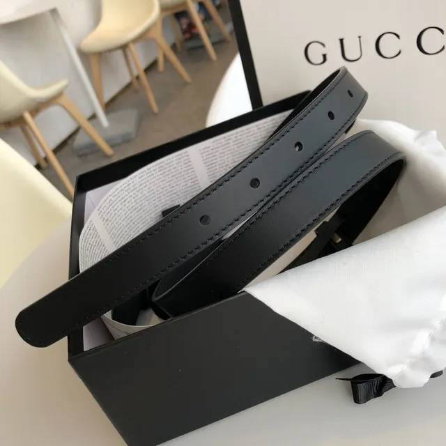 Gucci GG Marmont Noir Doré Boucle Interlocking G Ceinture en Cuir 4