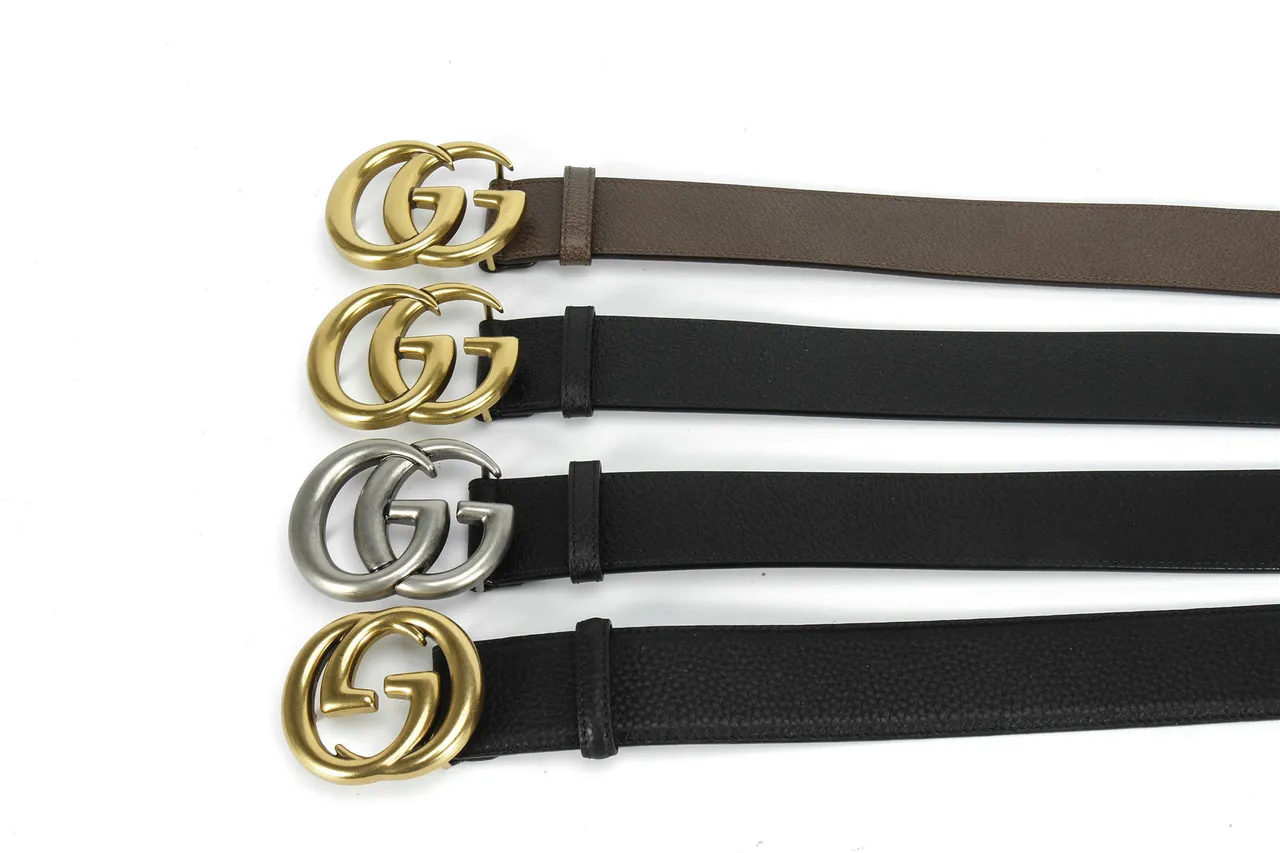 Gucci GG Marmont 棕色压纹皮革腰带 2