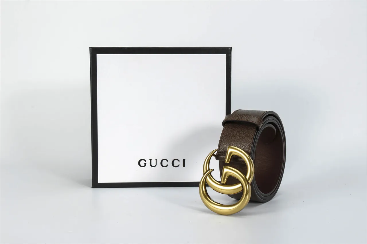 Gucci GG Marmont 棕色压纹皮革腰带 6