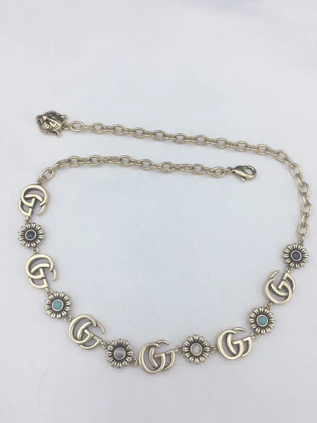 Collier Gucci GG Marmont Chaîne Or Bleu Motifs G Entrelacés 5