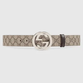Gucci GG Marmont Interlocking G Buckle भूरा चमड़ी का बेल्ट