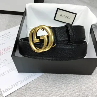 Gucci GG Marmont Interlocking G Buckle Black Leather Belt