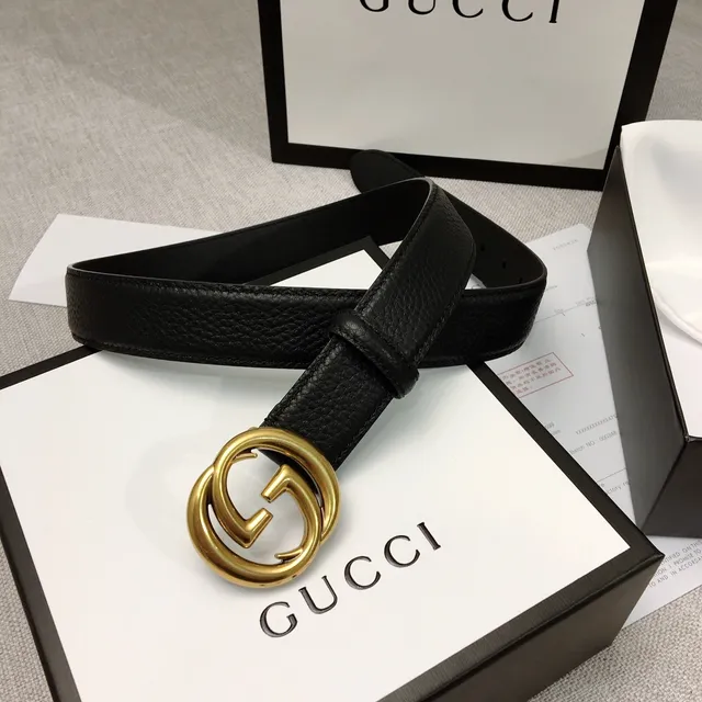 Gucci GG Marmont Interlocking G Buckle Black Leather Belt 9