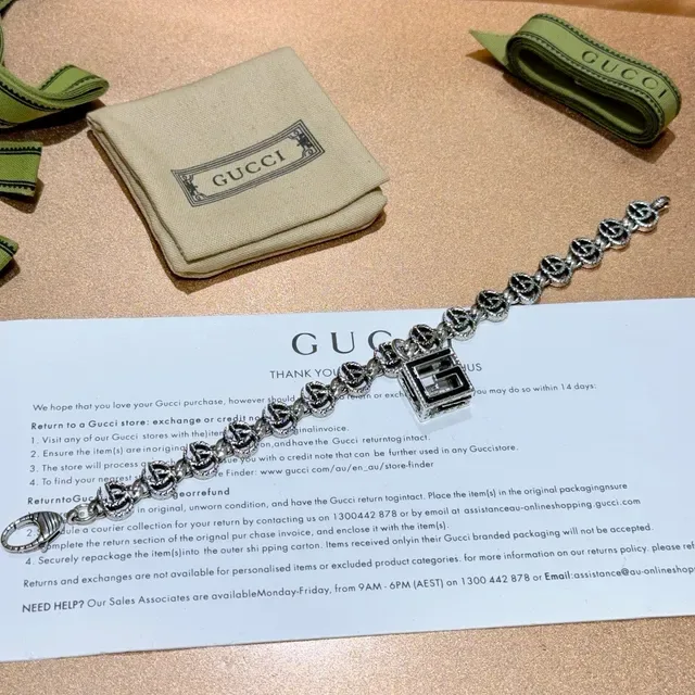 Gucci GG Marmont Interlocking G-Link Silver and Black Enamel Bracelet 3