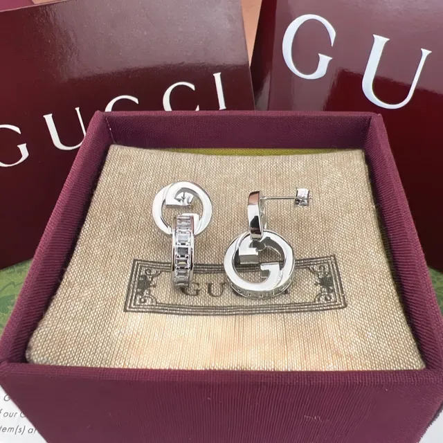Gucci GG Marmont Interlocking G Pavé Hoop Earrings 3