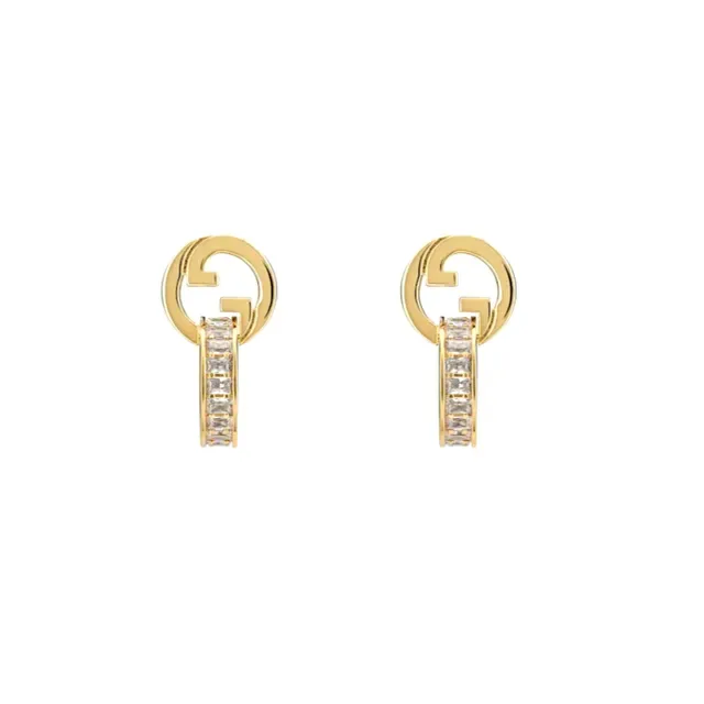 Gucci GG Marmont Interlocking G Pavé Hoop Earrings 8