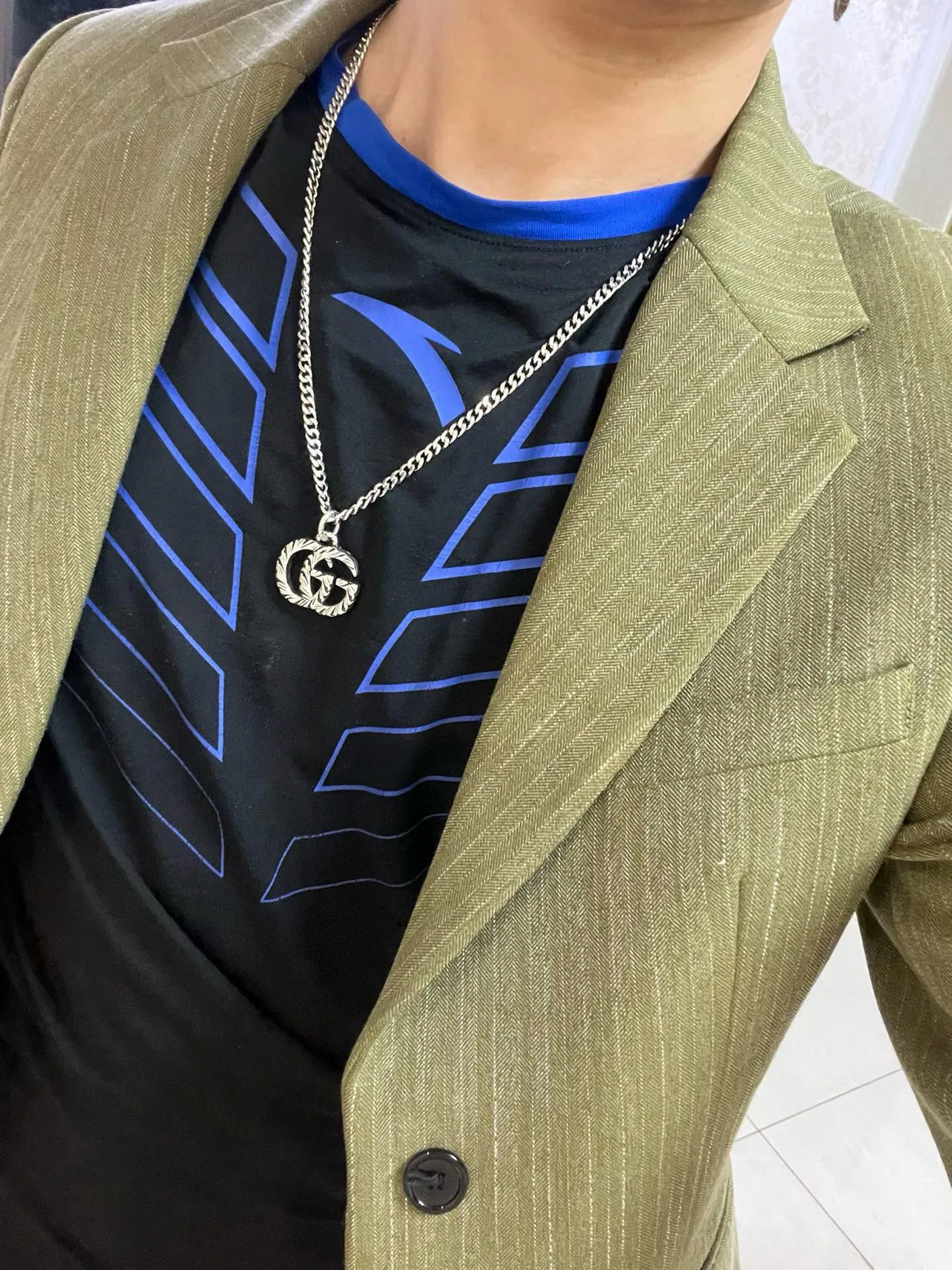 Gucci GG Marmont Interlocking G Rope Motif Collar de plata 5