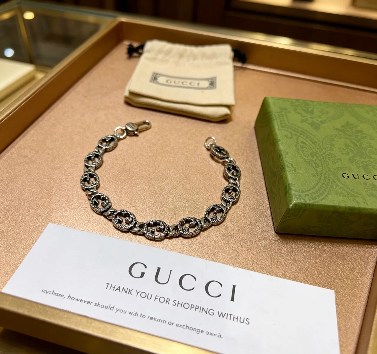 Gucci GG Marmont Interlocking G Rope-Textured Silver Bracelet 4