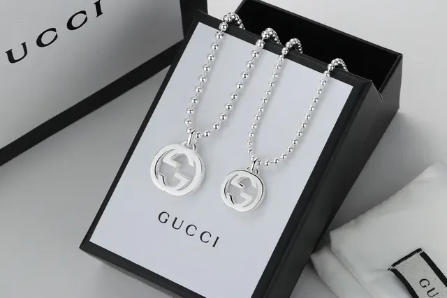 Gucci GG Marmont Interlocking G Silver Ball Chain Necklaces 4