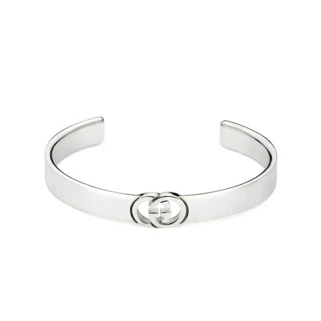 Gucci GG Marmont Interlocking G Silver Rigid Cuff Bracelet 9