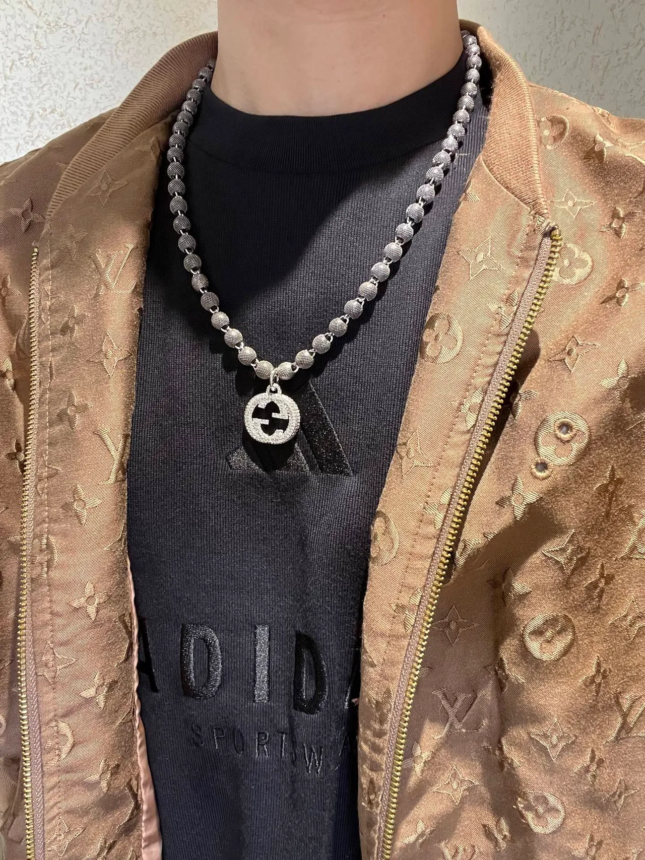 Gucci GG Marmont Pavé Interlocking G Beaded Chain Necklace 5