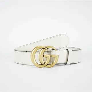 Gucci GG Marmont 白金 interlocking G 扣 光滑皮革腰带