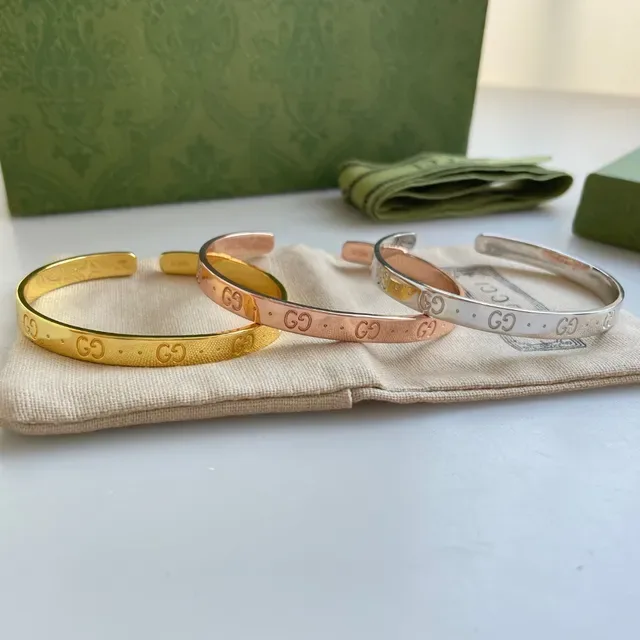 Bracelet Gucci GG Monogram Or Rose ouvert 9