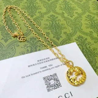 Gucci Gold Chain Interlocking G Pendant Necklace