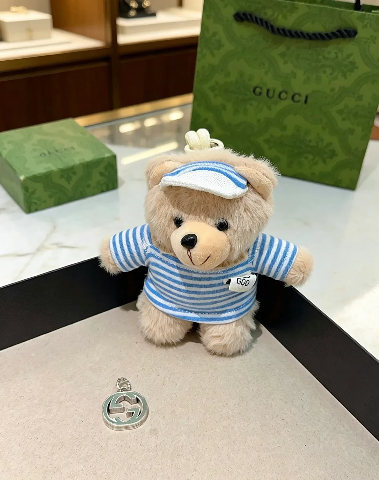 Gucci हरा भूरा एम्बॉस्ड चमड़ा Interlocking G हार्डवेयर टोट बैग 4