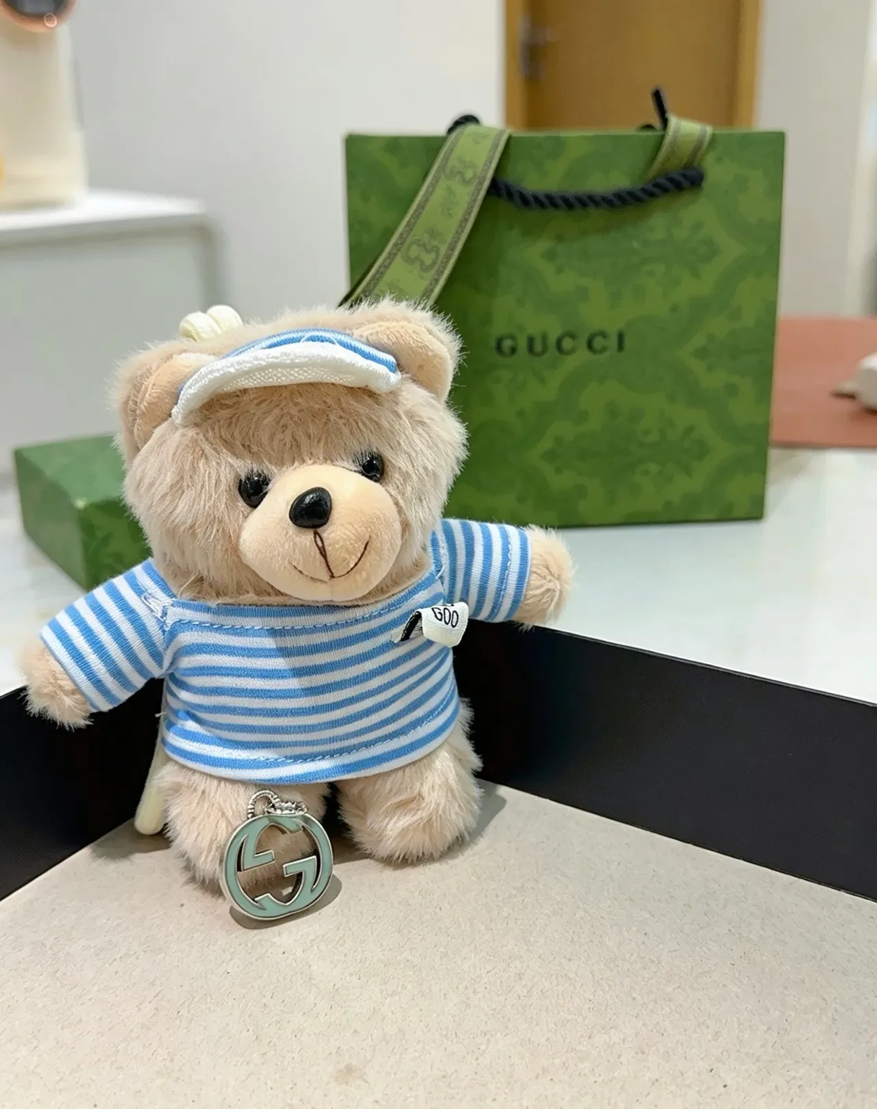 Gucci हरा भूरा एम्बॉस्ड चमड़ा Interlocking G हार्डवेयर टोट बैग 6