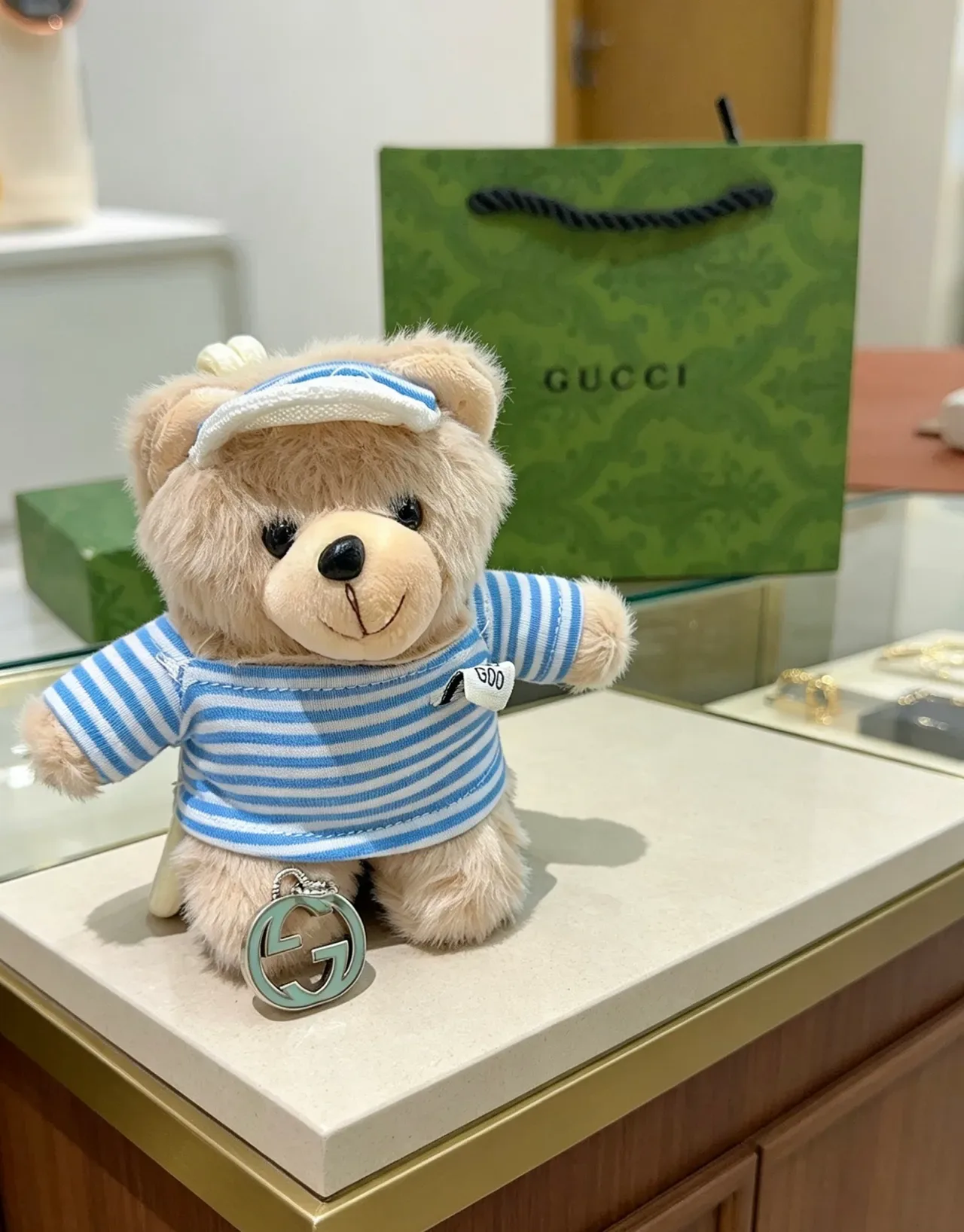 Gucci हरा भूरा एम्बॉस्ड चमड़ा Interlocking G हार्डवेयर टोट बैग 7
