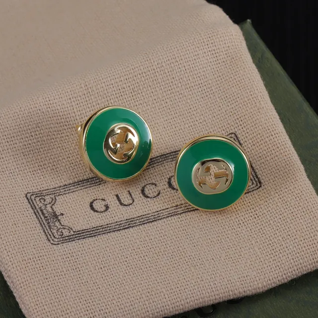 Gucci Green Gold Enamel Disc Interlocking G Logo Necklace 7