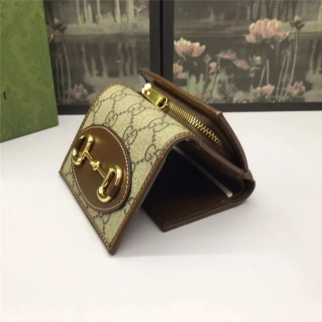 Gucci Horsebit 1955 বেইজ এবং বাদামি শর্ট ওয়ালেট 5