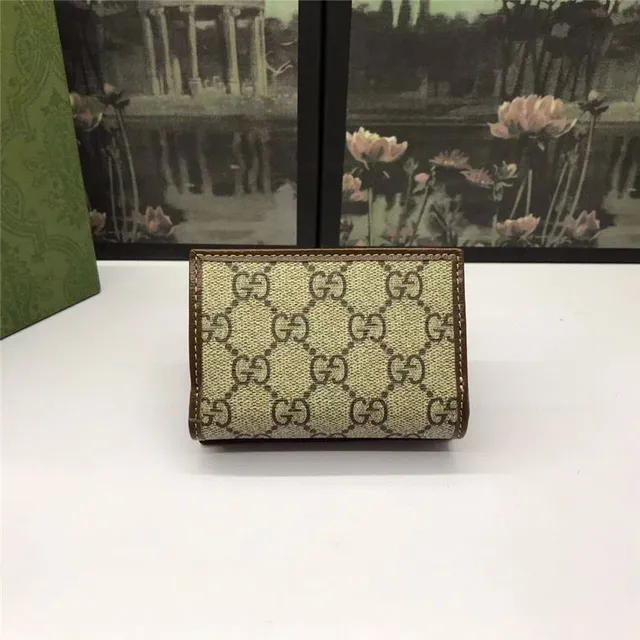 Gucci Horsebit 1955 বেইজ এবং বাদামি শর্ট ওয়ালেট 9