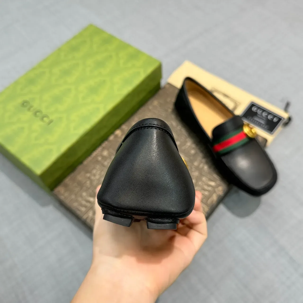 Gucci Horsebit 1955 Black Leather Web Stripe Loafers 3