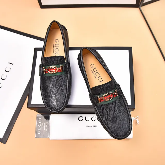Gucci Horsebit 1955 Black Pebbled Leather Web Stripe Loafers 2