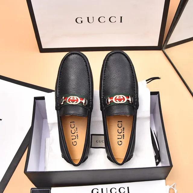 Gucci Horsebit 1955 Black Pebbled Leather Web Stripe Loafers 3