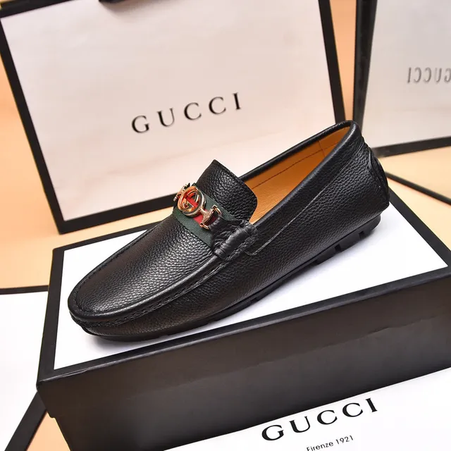 Gucci Horsebit 1955 Black Pebbled Leather Web Stripe Loafers 6