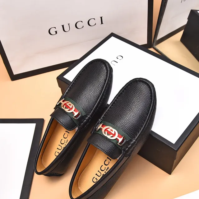 Gucci Horsebit 1955 Black Pebbled Leather Web Stripe Loafers 8