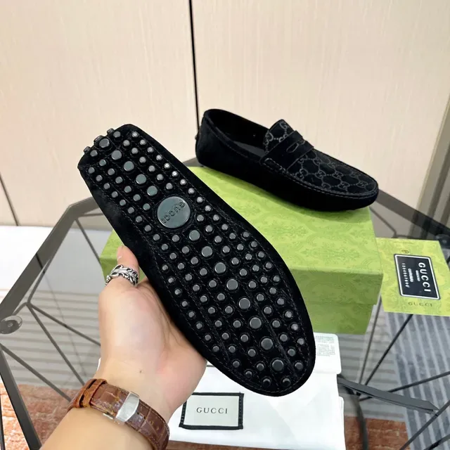 Gucci Horsebit 1955 Moccasins Daim Noir GG Monogram 2