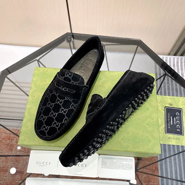 Gucci Horsebit 1955 Moccasins Daim Noir GG Monogram 4