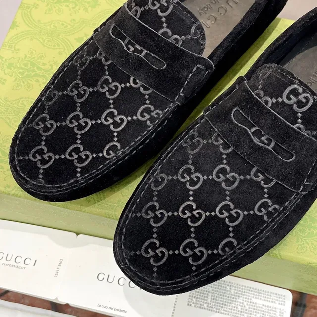 Gucci Horsebit 1955 Moccasins Daim Noir GG Monogram 5