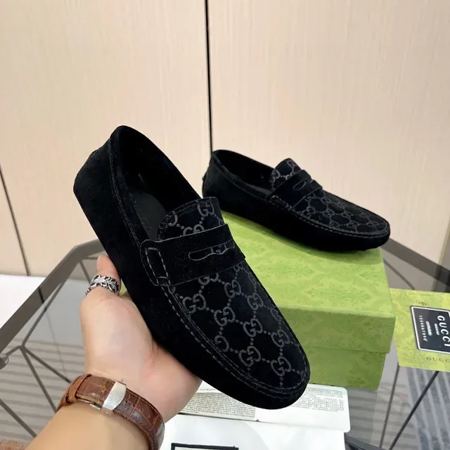 Gucci Horsebit 1955 Moccasins Daim Noir GG Monogram 6