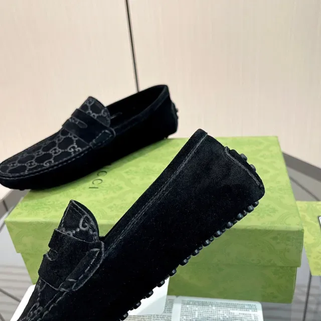 Gucci Horsebit 1955 Moccasins Daim Noir GG Monogram 7