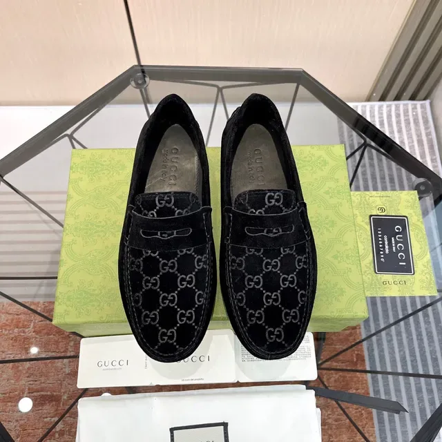 Gucci Horsebit 1955 Moccasins Daim Noir GG Monogram 8