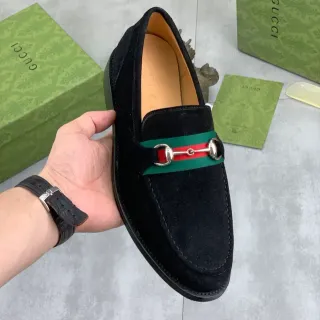Gucci Horsebit 1955 Mocassins de Camurça Preta Cinto Web