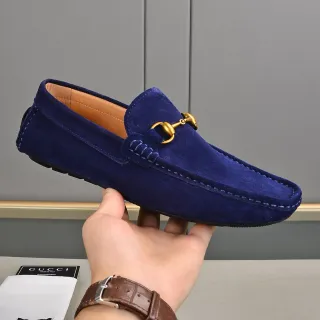 Gucci Horsebit 1955 蓝色麂皮乐福鞋