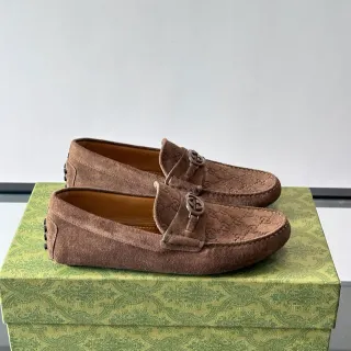 Gucci Horsebit 1955 বাদামি বেইজ সুয়েড মোনোগ্রামড লোফার