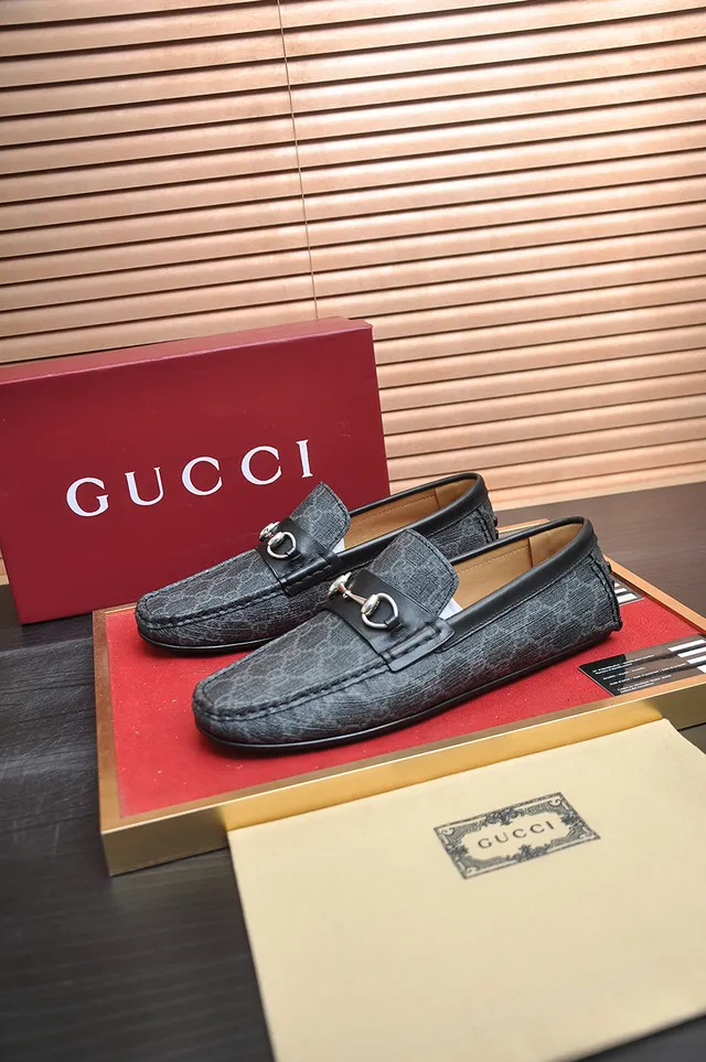 Gucci Horsebit 1955 Mocassins en toile grise texturée 4