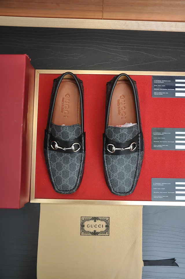 Gucci Horsebit 1955 Mocassins en toile grise texturée 5